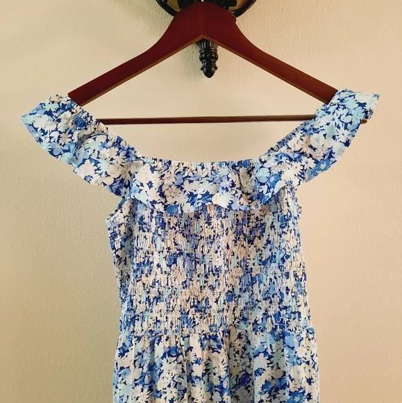 GAP Floral Ruffle Sleeve Midi Dress Medium NWOT - Picture 7 of 9